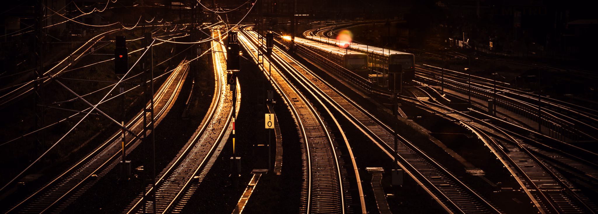 S-Bahn trains at sunset (Berlin, Germany)